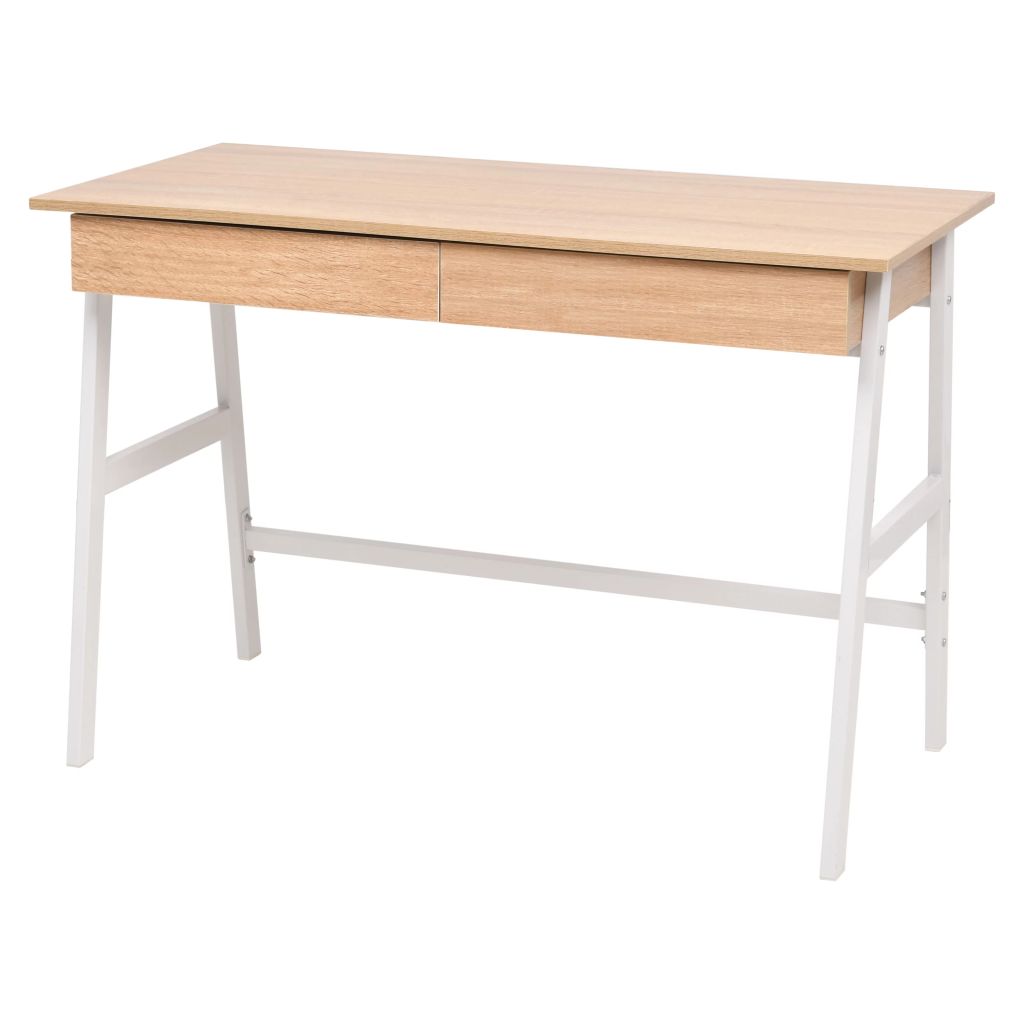 Schreibtisch 110x55x75 cm Eichenbraun und Weiß Stilecasa