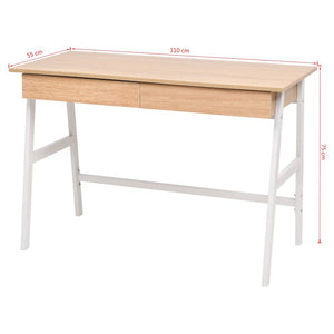 Schreibtisch 110x55x75 cm Eichenbraun und Weiß Stilecasa