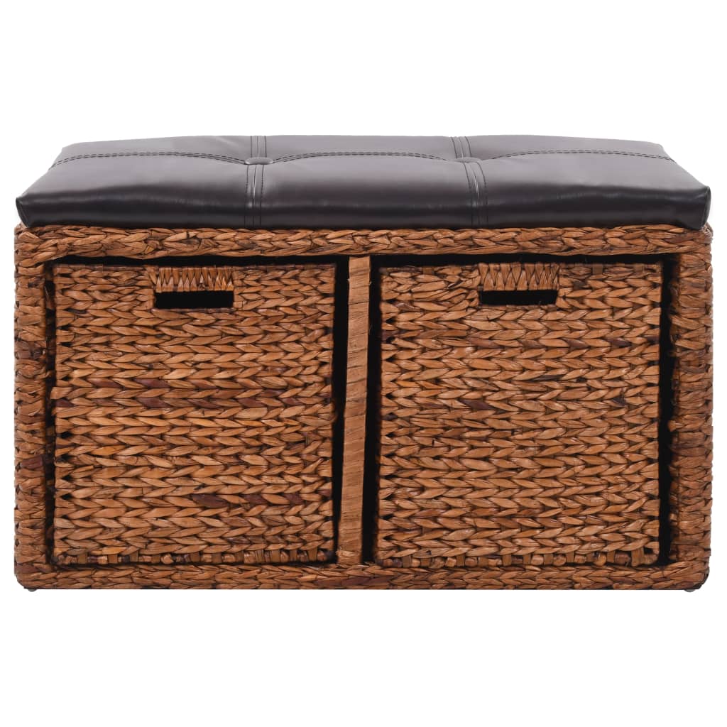 vidaXL Sitzbank mit 2 Körben Seegras 71×40×42 cm Braun