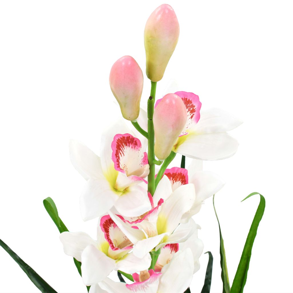 Künstliche Cymbidium Orchideenpflanze mit Topf 100 cm Grün Stilecasa