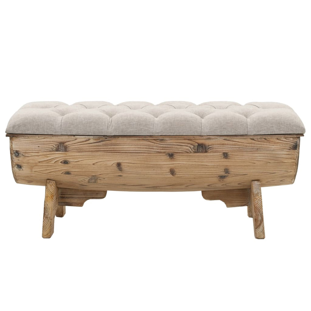 Aufbewahrungsbank Massivholz und Stoff  103 x 51 x 44 cm Stilecasa