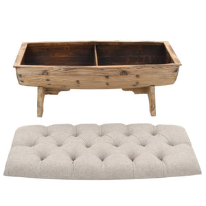 Aufbewahrungsbank Massivholz und Stoff  103 x 51 x 44 cm Stilecasa