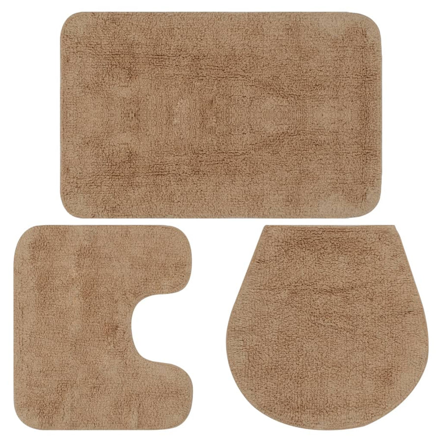 Badematten-Set 3-tlg. Stoff Beige Stilecasa