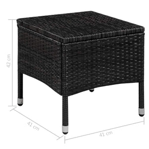 vidaXL Gartenstuhl und Hocker mit Polstern Poly Rattan Schwarz