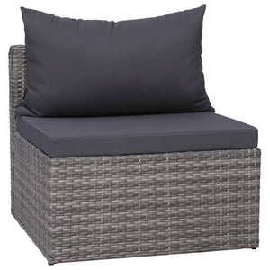 vidaXL 3-tlg. Garten-Sofagarnitur mit Kissen Grau Poly Rattan