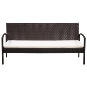 vidaXL 3-Sitzer-Gartensofa mit Auflagen Braun Poly Rattan