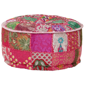 vidaXL Patchwork Sitzpouf Rund Baumwolle Handgefertigt 40x20 cm Rosa