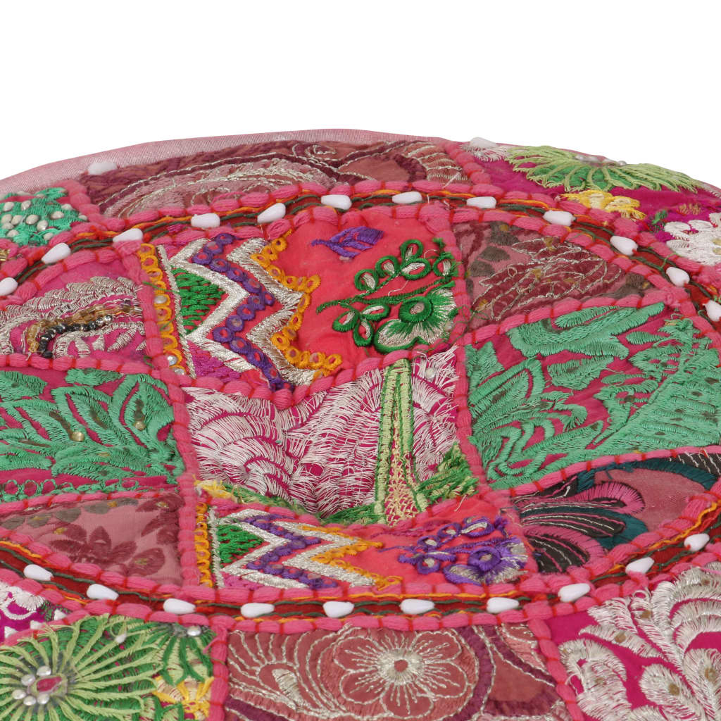 vidaXL Patchwork Sitzpouf Rund Baumwolle Handgefertigt 40x20 cm Rosa