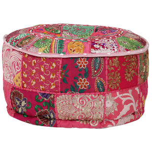 vidaXL Patchwork Sitzpouf Rund Baumwolle Handgefertigt 40x20 cm Rosa