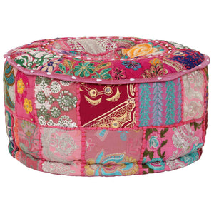 vidaXL Patchwork Sitzpouf Rund Baumwolle Handgefertigt 40x20 cm Rosa