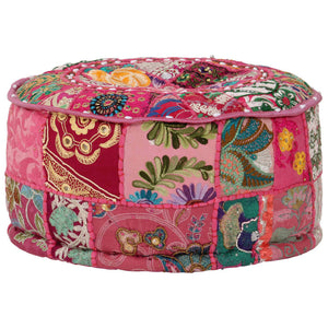 vidaXL Patchwork Sitzpouf Rund Baumwolle Handgefertigt 40x20 cm Rosa