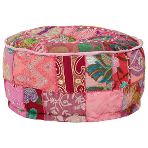 vidaXL Patchwork Sitzpouf Rund Baumwolle Handgefertigt 40x20 cm Rosa