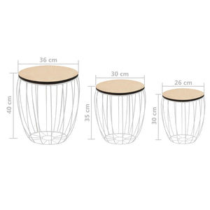 3-tlg. Couchtisch-Set Pappel-Sperrholz Eisen Stilecasa