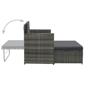 vidaXL 2-tlg. Garten-Lounge-Set mit Auflagen Poly Rattan Grau