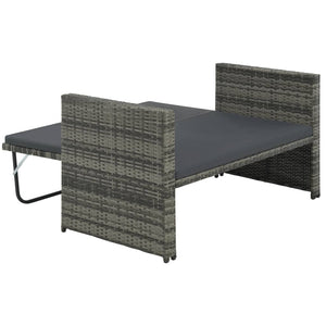 vidaXL 2-tlg. Garten-Lounge-Set mit Auflagen Poly Rattan Grau