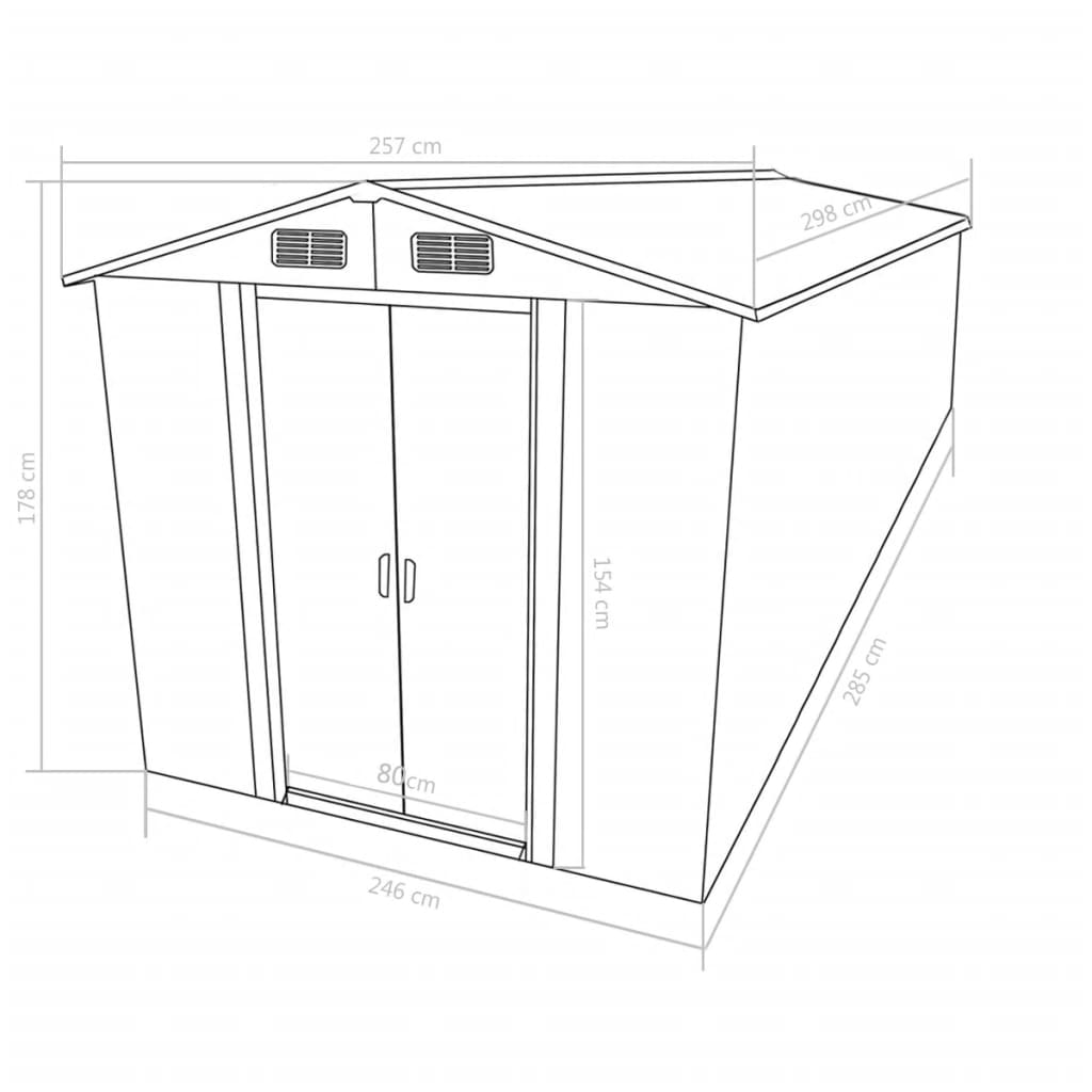 vidaXL Gartenhaus 257x298x178 cm Metall Grau