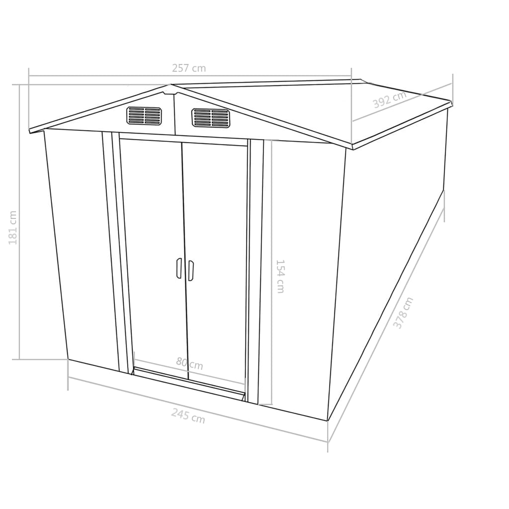 Gerätehaus 257x392x181 cm Metall Braun Stilecasa