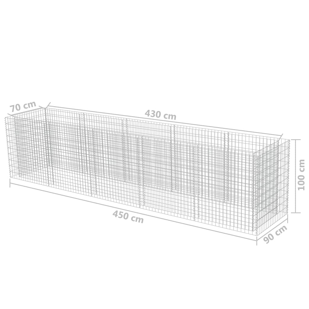 Gabionen-Hochbeet Verzinkter Stahl 450×90×100 cm Stilecasa