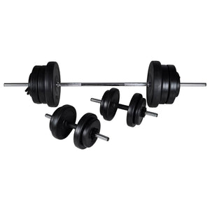 Trainingsbank mit Ablage, Langhantel und Kurzhantel Set 60,5 kg Stilecasa