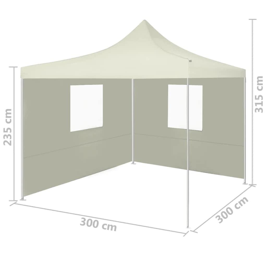 Faltzelt mit 2 Wänden 3 x 3 m Cremeweiß