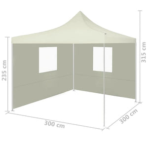 Faltzelt mit 2 Wänden 3 x 3 m Cremeweiß