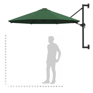 vidaXL Sonnenschirm zur Wandmontage mit Metall-Mast 300 cm Grün