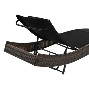 Sonnenliege mit Kissen Poly Rattan Braun