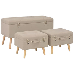 Hocker mit Stauraum 3 Stk. Beige Stoff Stilecasa