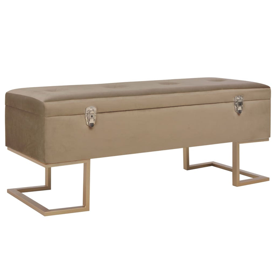 Bank mit Staufach 105 cm Beige Samt Stilecasa