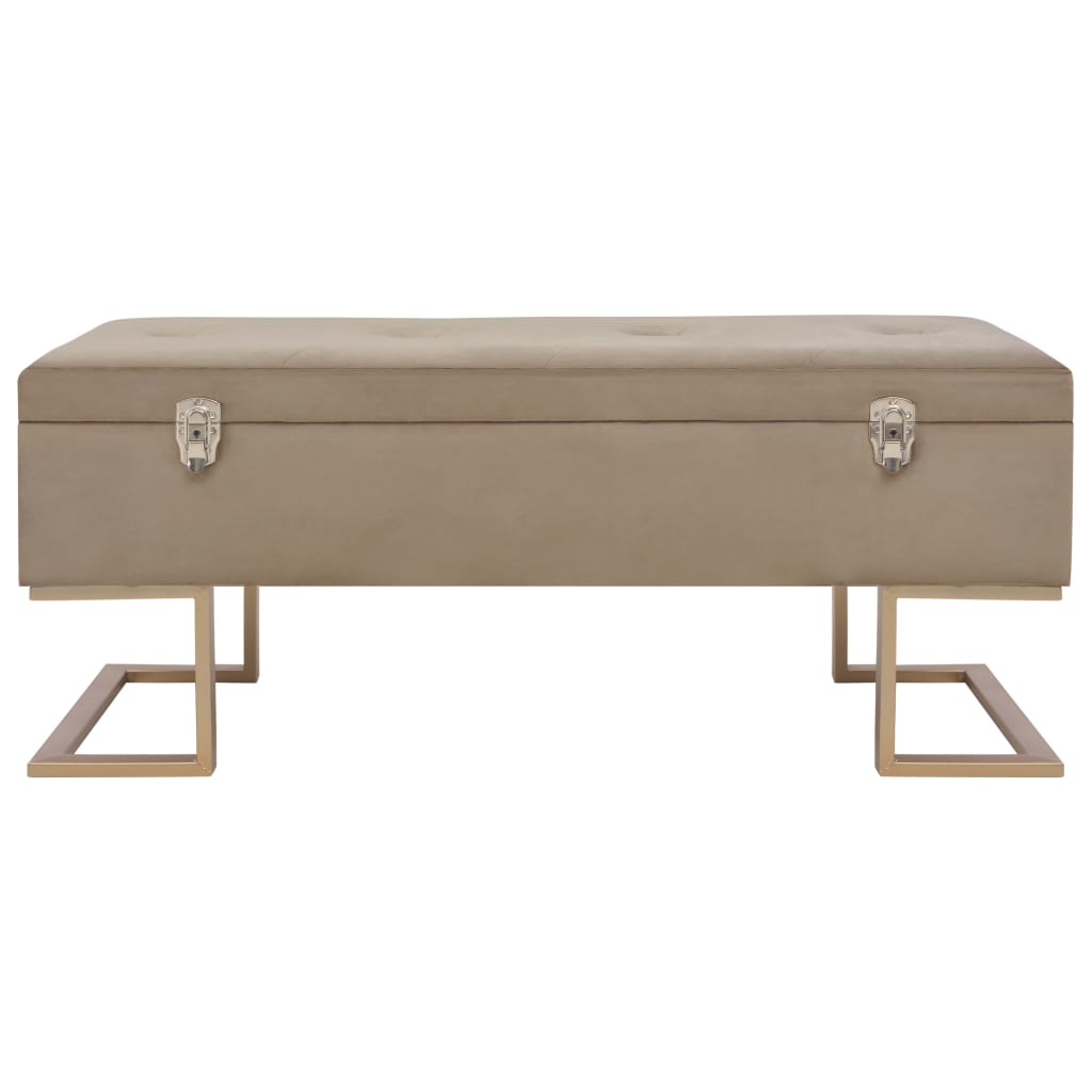 Bank mit Staufach 105 cm Beige Samt Stilecasa