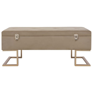 Bank mit Staufach 105 cm Beige Samt Stilecasa