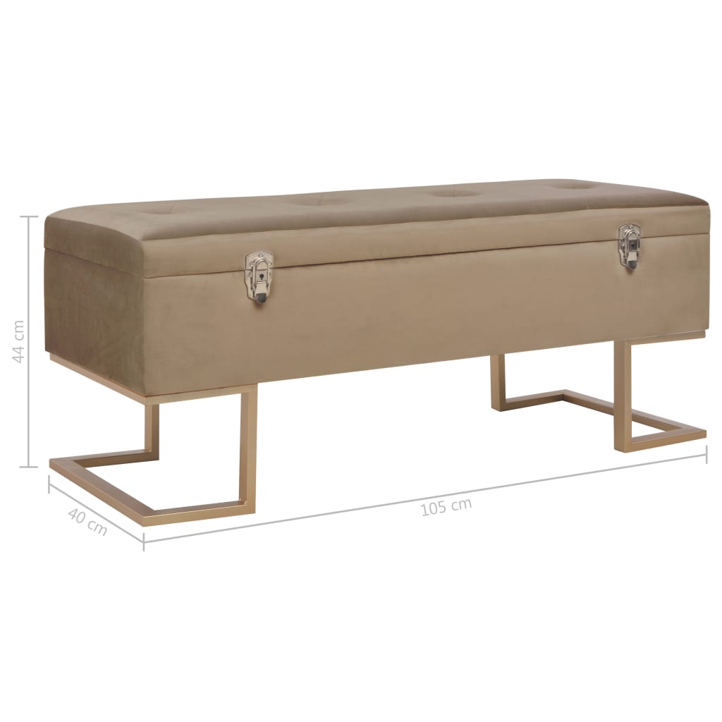 Bank mit Staufach 105 cm Beige Samt Stilecasa