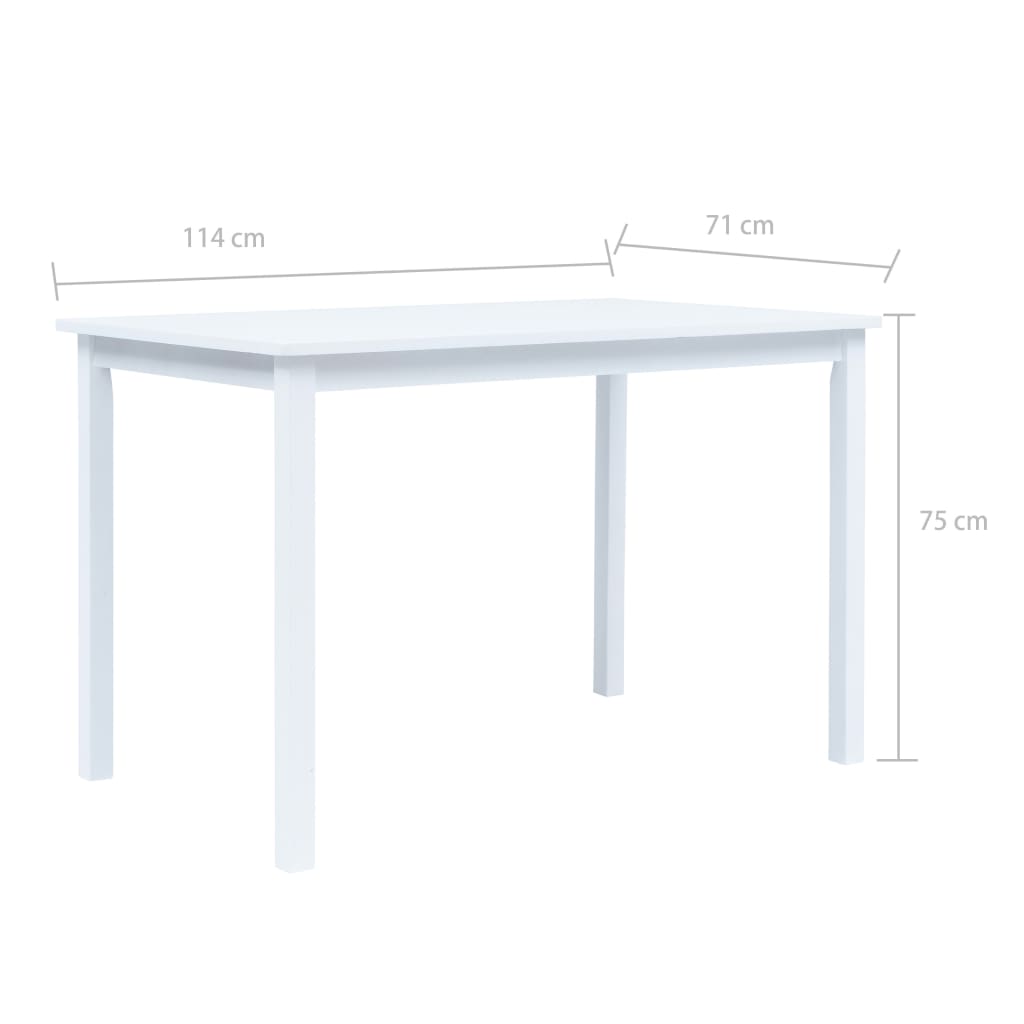 Esstisch Weiß 114x71x75 cm Gummiholz Massiv Stilecasa