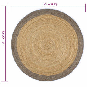 Teppich Handgefertigt Jute mit Grauem Rand 90 cm Stilecasa