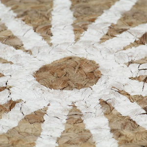 Teppich Handgefertigt Jute Weißer Druck 90 cm Stilecasa