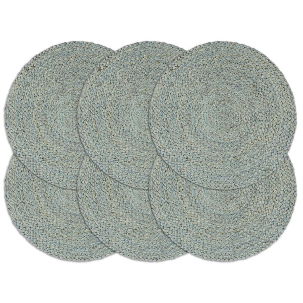 Tischsets 6 Stk. Uni Olivgrün 38 cm Rund Jute