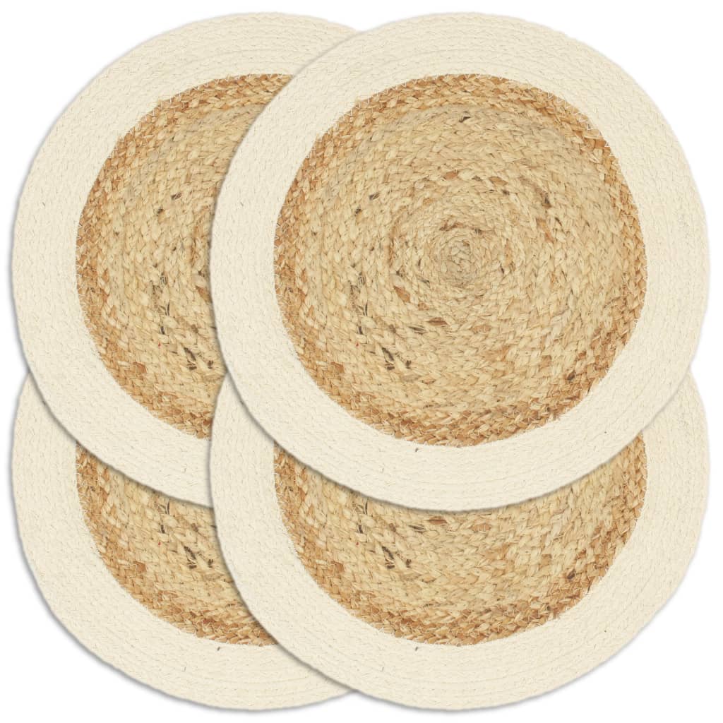 Tischsets 4 Stk. Natur 38 cm Rund Jute und Baumwolle Stilecasa