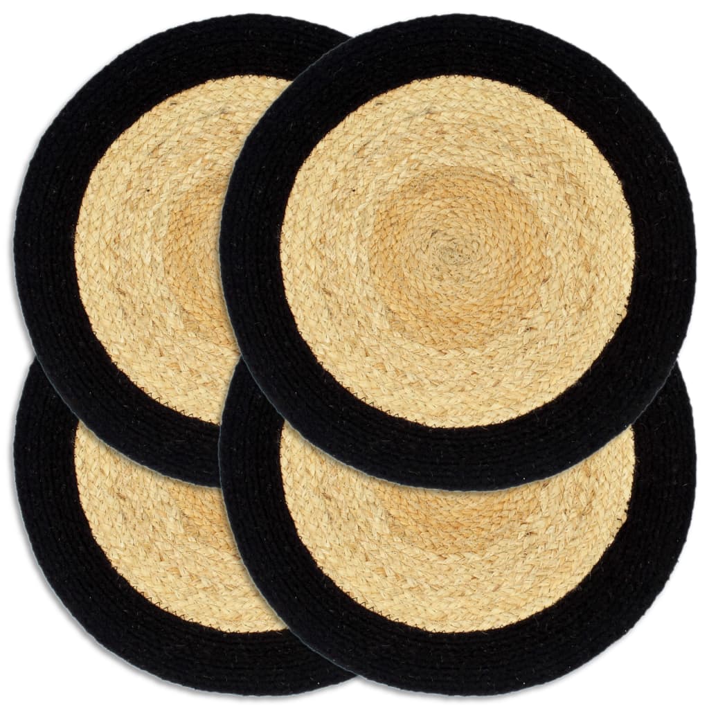 Tischsets 4 Stk. Natur und Schwarz 38 cm Jute und Baumwolle Stilecasa