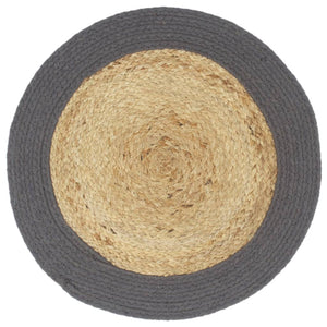 Tischsets 6 Stk. Natur und Anthrazit 38 cm Jute und Baumwolle