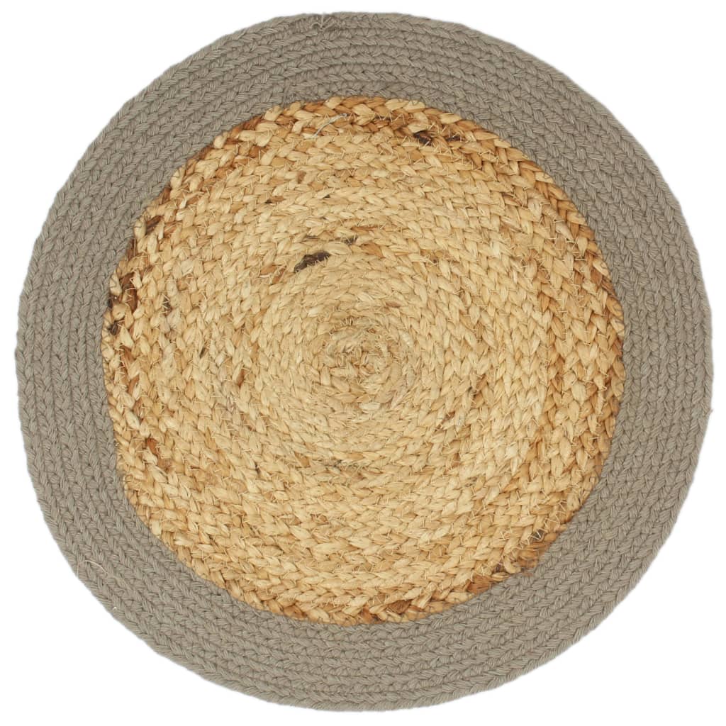 Tischsets 6 Stk. Natur und Grau 38 cm Jute und Baumwolle