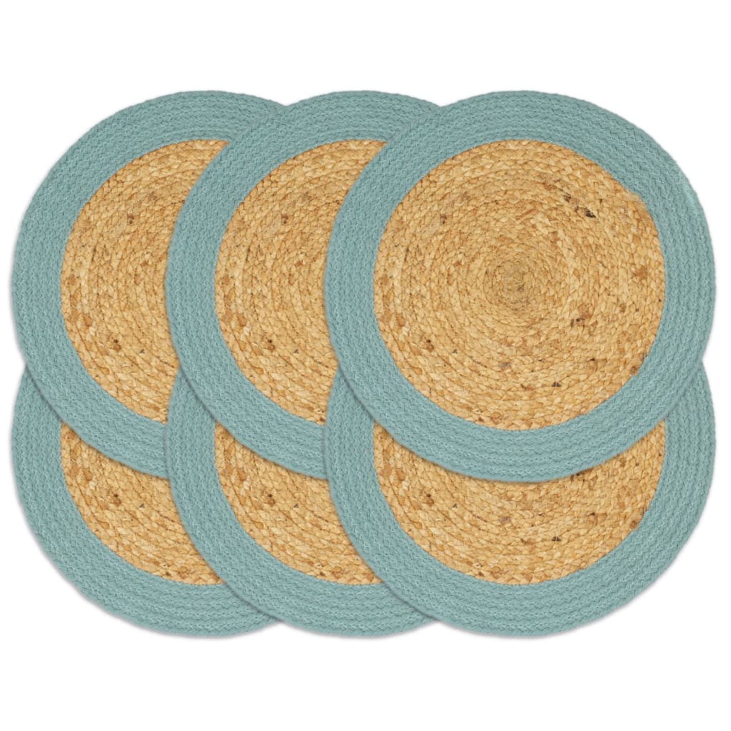 Tischsets 6 Stk. Natur und Grün 38 cm Jute und Baumwolle Stilecasa