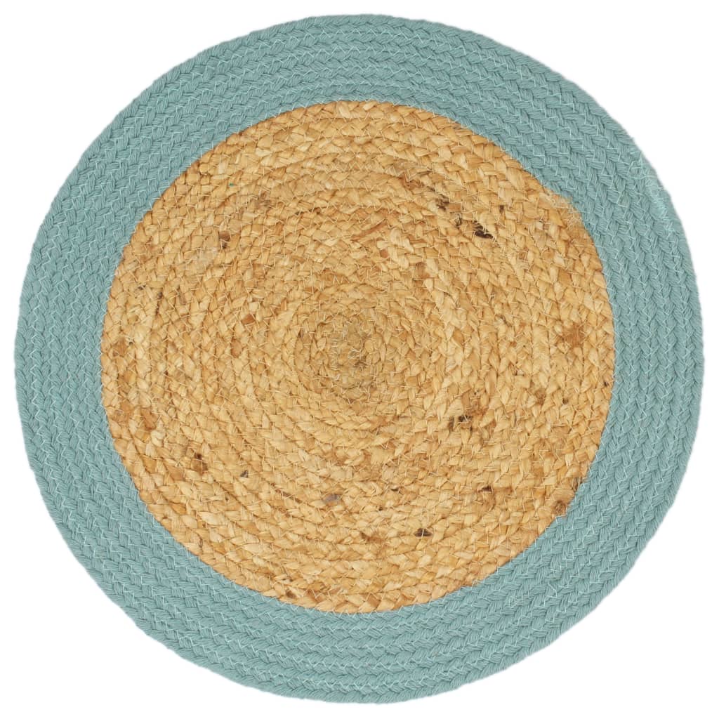 Tischsets 6 Stk. Natur und Grün 38 cm Jute und Baumwolle Stilecasa