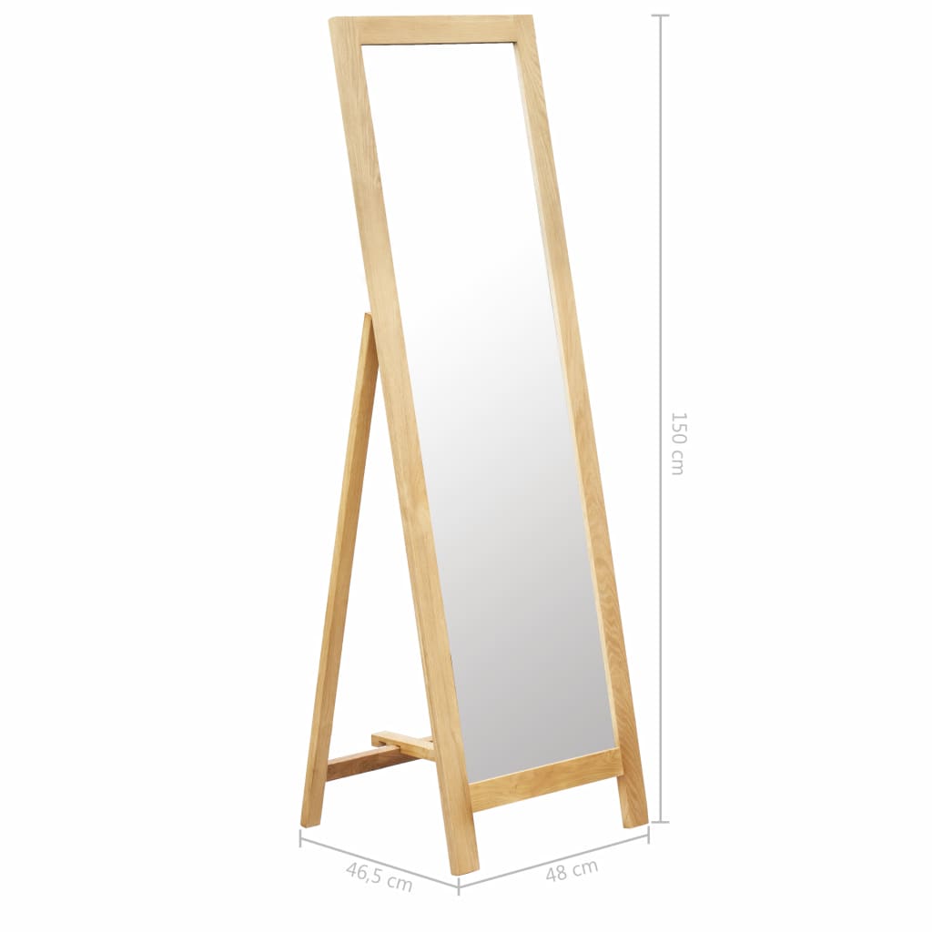 vidaXL Standspiegel 48 x 46,5 x 150 cm Massivholz Eiche