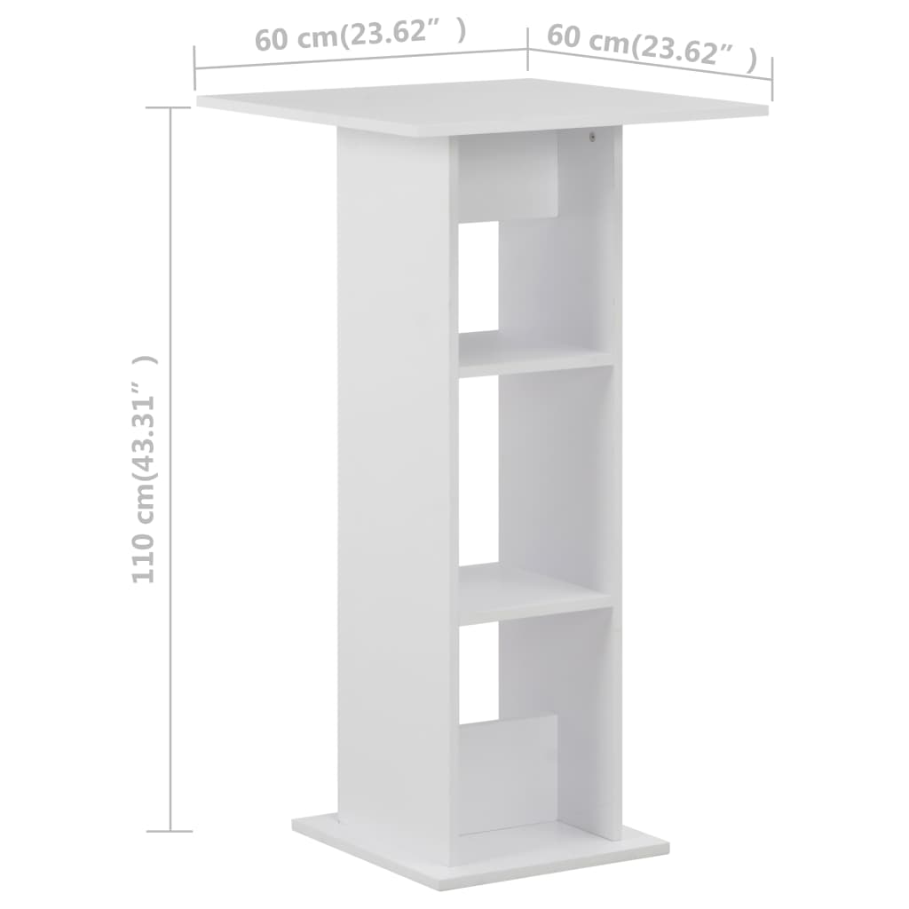 Bartisch Weiß 60x60x110 cm