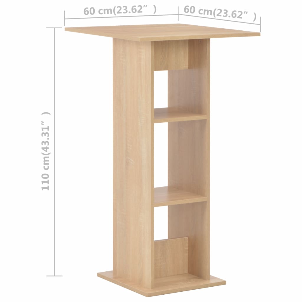 Bartisch Eichenbraun 60x60x110 cm