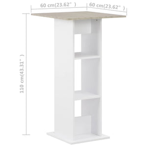 Bartisch Weiß und Beton 60x60x110 cm Stilecasa