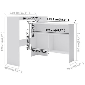 Bartisch mit 2 Tischplatten Weiß 130x40x120 cm