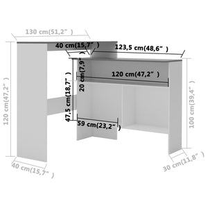 Bartisch mit 2 Tischplatten Weiß und Grau 130 x 40 x 120 cm Stilecasa