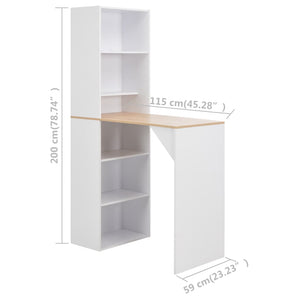 Bartisch mit Schrank Weiß 115x59x200 cm