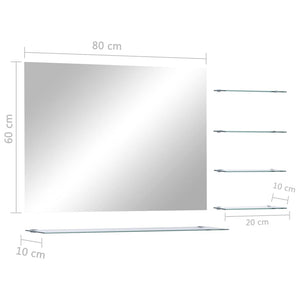 vidaXL Wandspiegel mit 5 Ablagen Silbern 80×60 cm